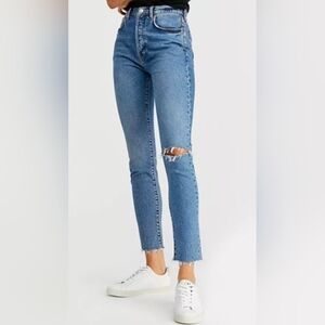 Free People We the Free Stella High Rise Ripped Jeans Button Fly